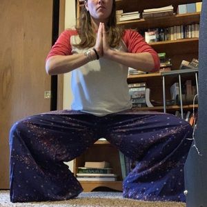 Boho Gypsy Harem Wrap Pants in Red and Blue Print